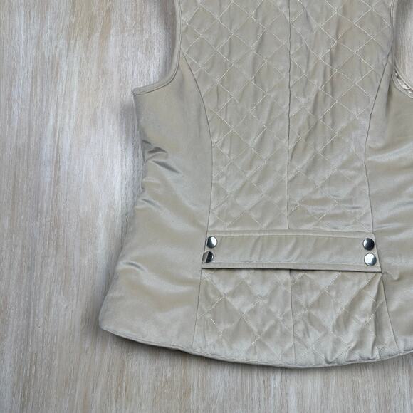 Entro Ivory Quilted Winter Full Zip Sleeveless Outdoor Casual Chic Vest Large - Picture 15 of 16